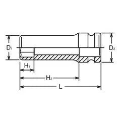 Ko-ken 3/8" Drive 6-point Standard Walled Deep Impact Sockets