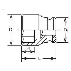 Ko-ken 1" Drive 6-point Standard Walled Regular Impact Sockets