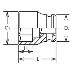 Ko-ken 1" Drive 6-point Thin Walled Regular Impact Sockets