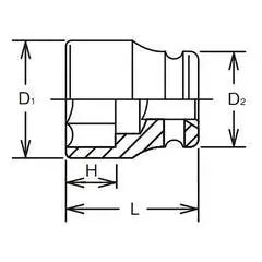 Ko-ken 1" Drive 6-point Thin Walled Regular Impact Sockets