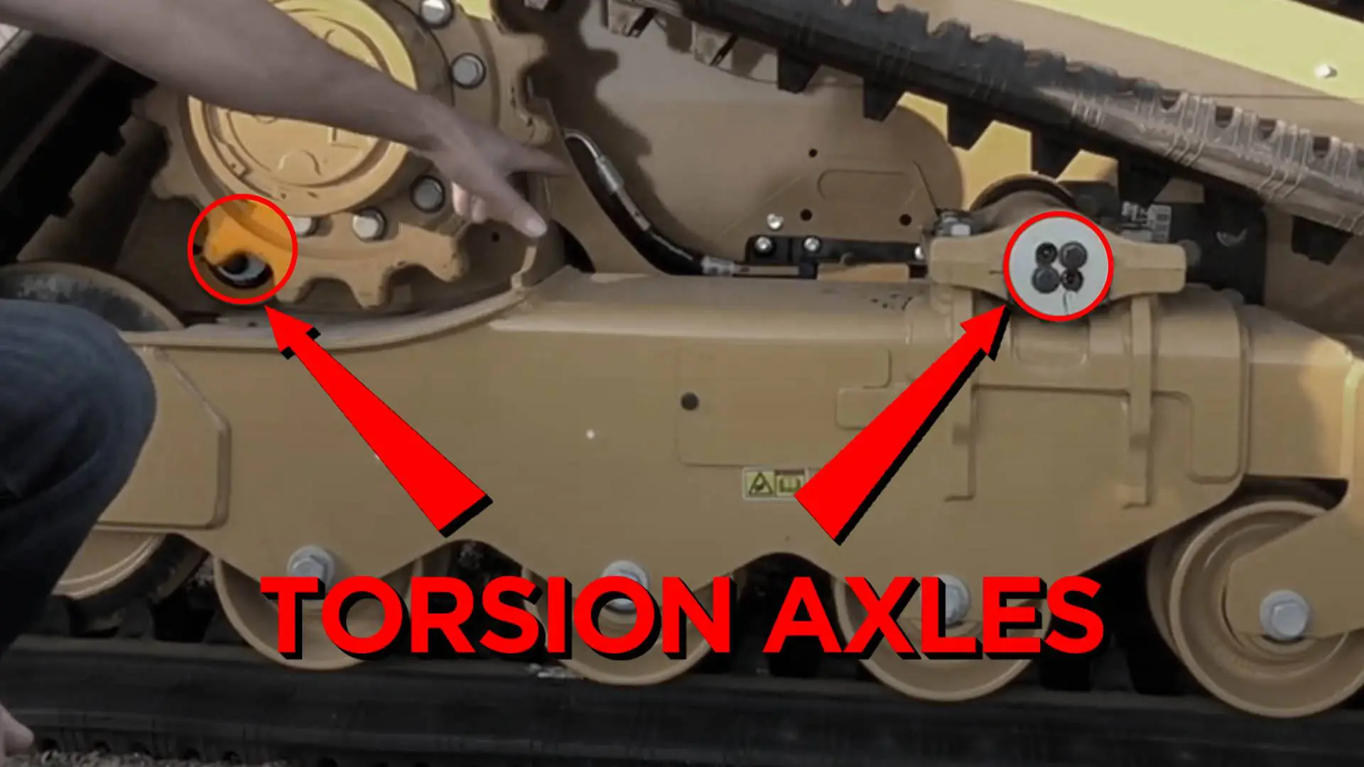 Arrows show the location of the torsion axles of the Cat 259D3.